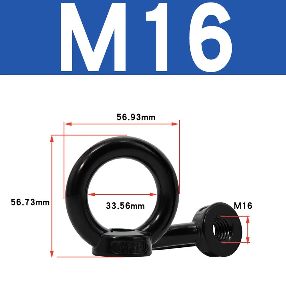 Black 304 Stainless Steel Eye Bolts and Eye Nuts — M3 to M20 Lifting Hardware - HomeDIYer