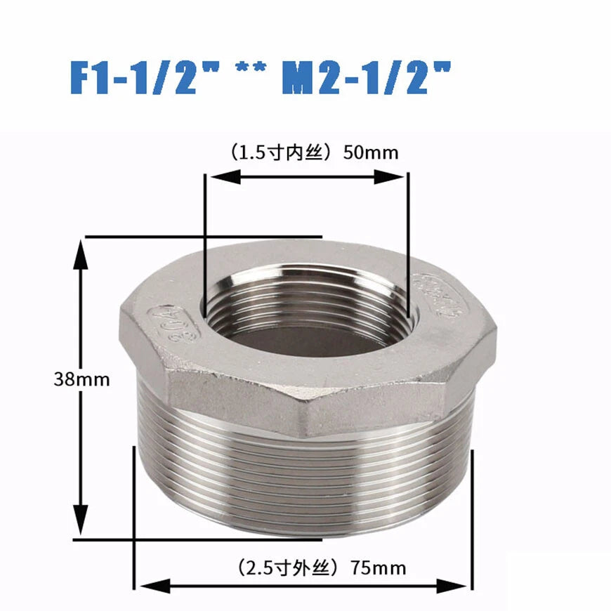BSP Male to Female Reducing Bush Stainless Steel Pipe Fitting Adapter