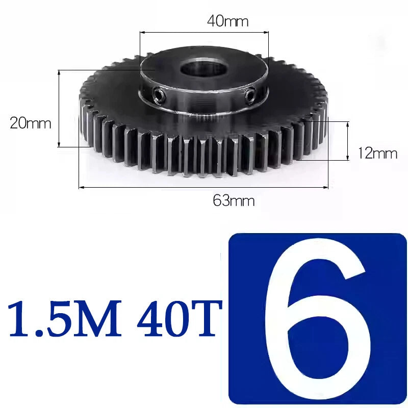 Spur Gears 1.5 Mod Transmission Gear With Step 45#Steel Pinion Motor Gear 15~50T
