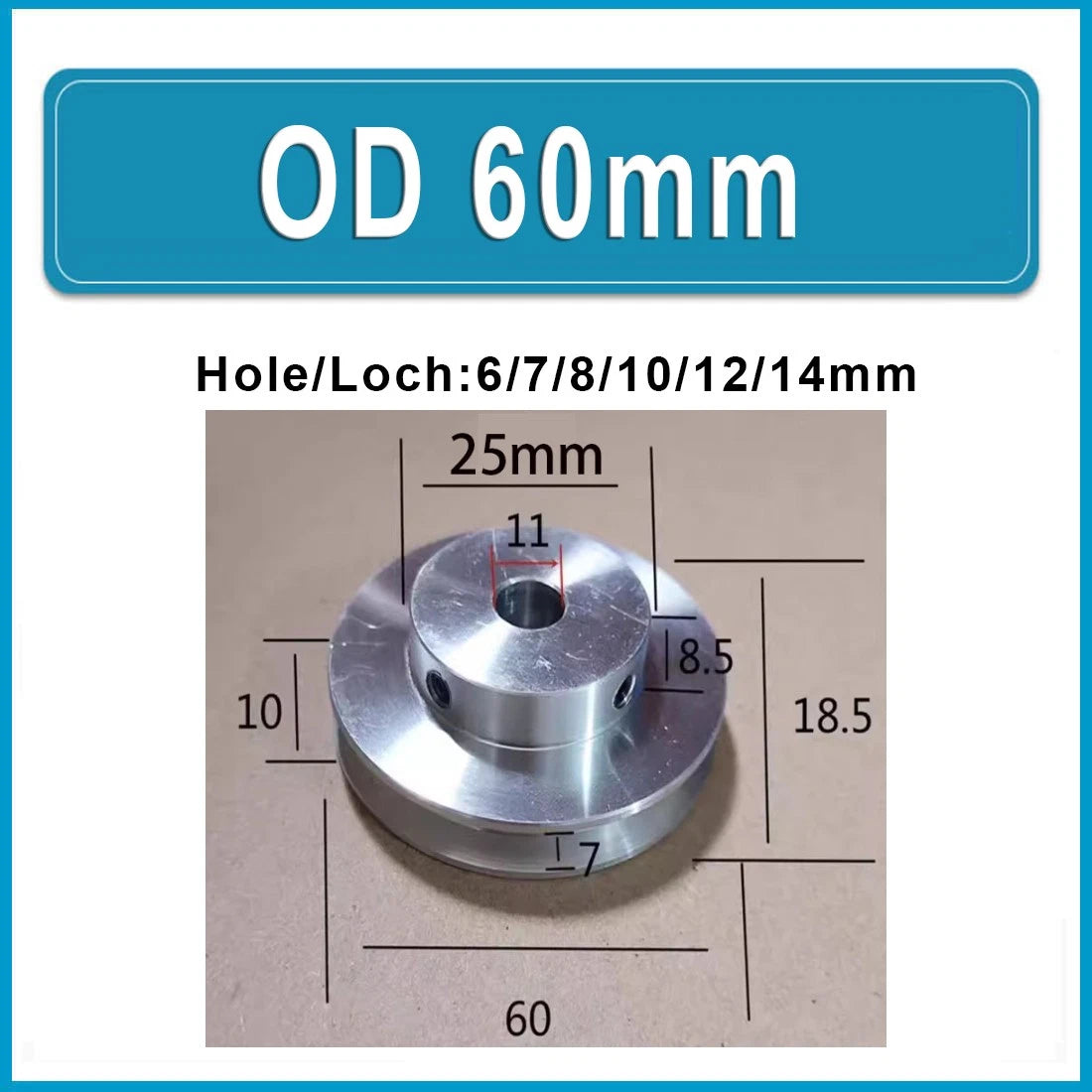 Aluminum V Grooved Pulley O Round Belt Pulleys For 6mm Width Belt OD 20mm-80mm