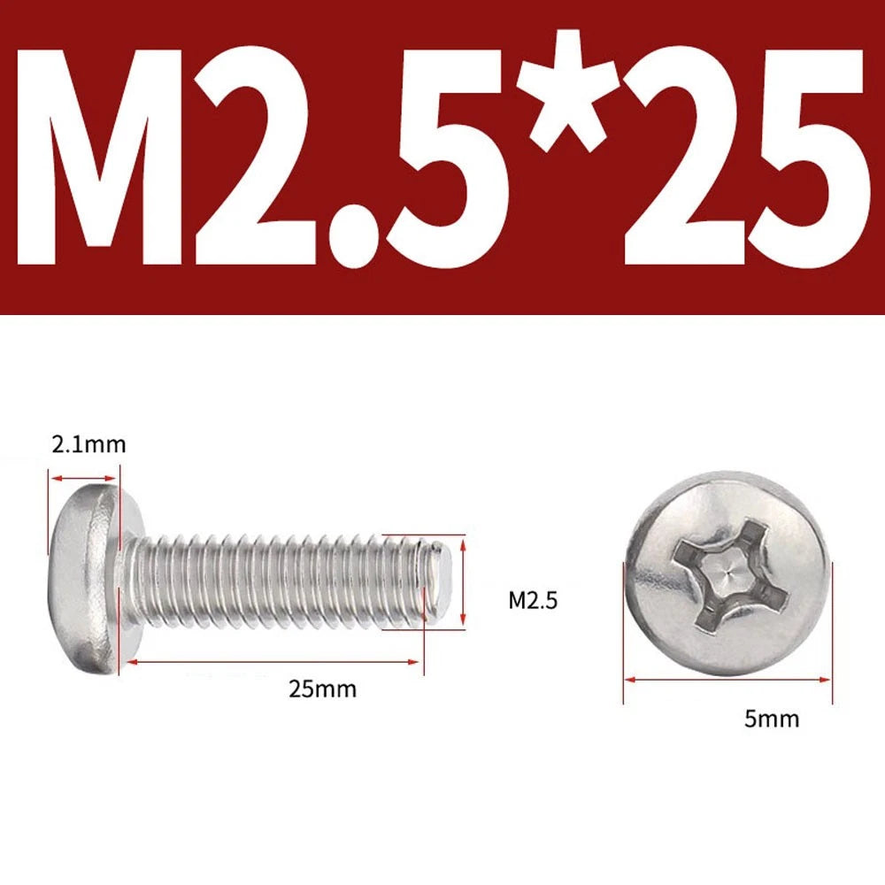 Phillips Pan Head Machine Screws — A4 Marine Grade Stainless Steel, DIN 7985 (M1.6–M10)