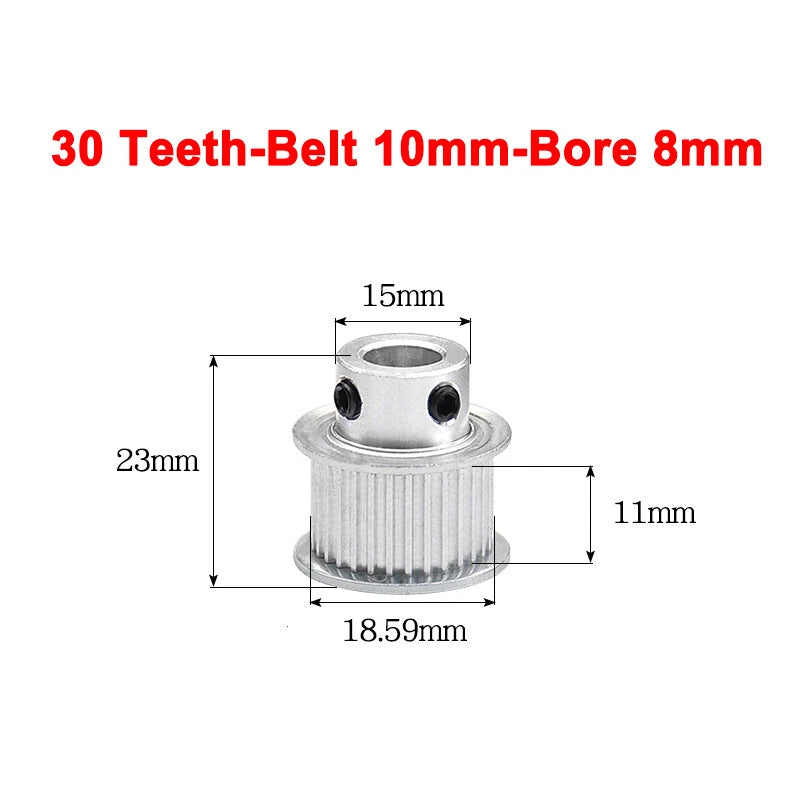 2GT Drive Pulley With Step 16 Tooth - 100 Tooth Bore 4mm - 25mm for 10mm Belt