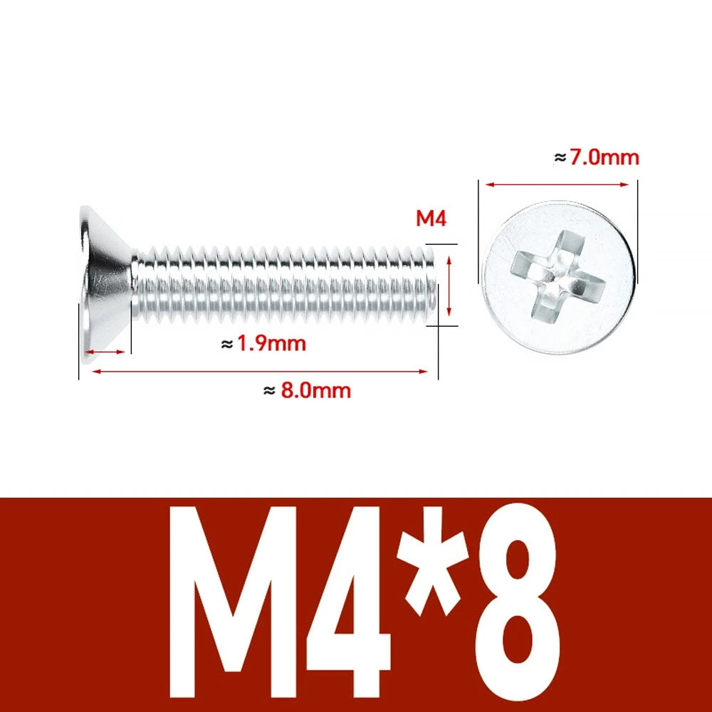 Countersunk Phillips Machine Screws – M2 to M12, White / Colour Zinc Plated, Carbon Steel