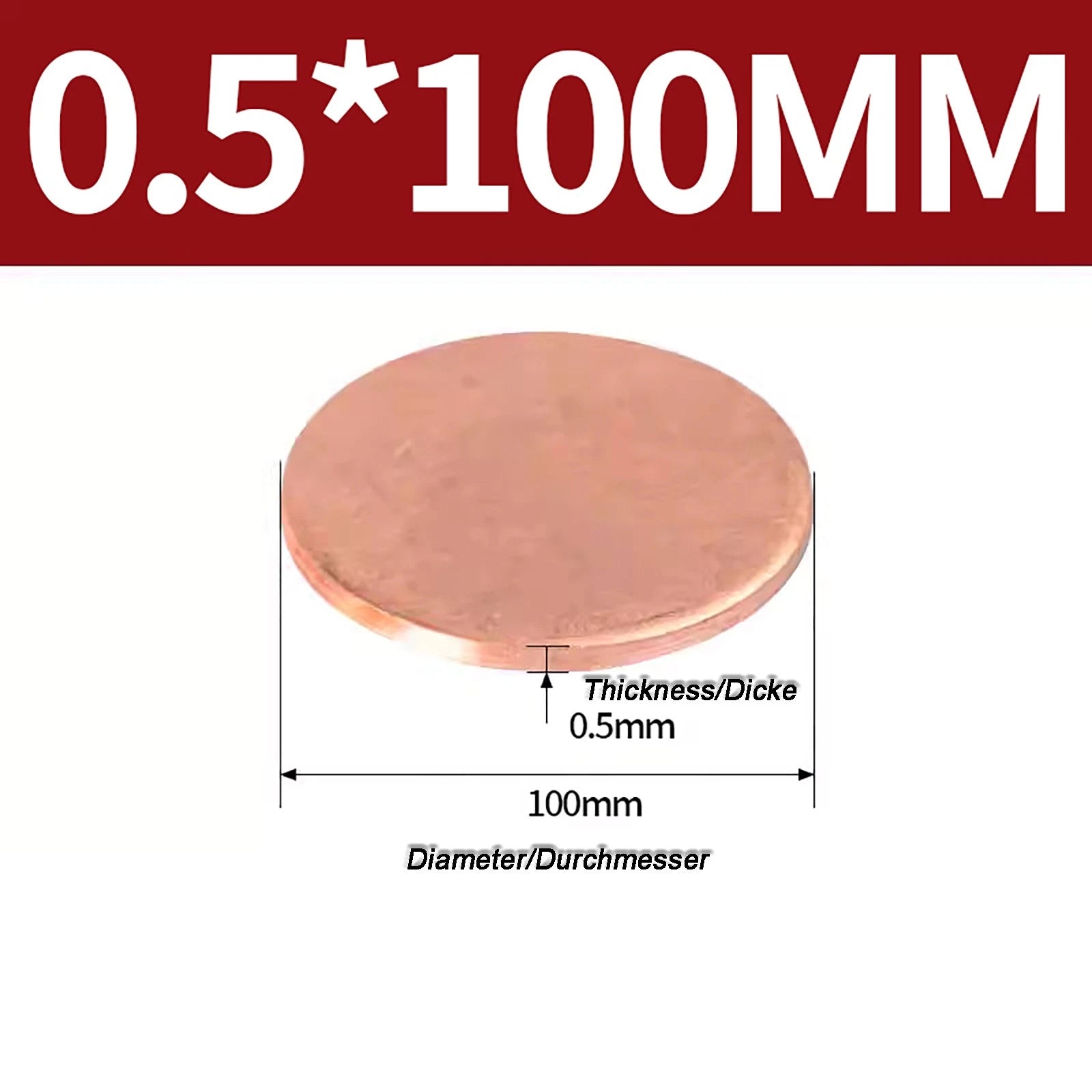 Solid Pure Copper Discs Blanks Round Plate Metal Sheet Thick 0.3~6mm Ø10mm~150mm