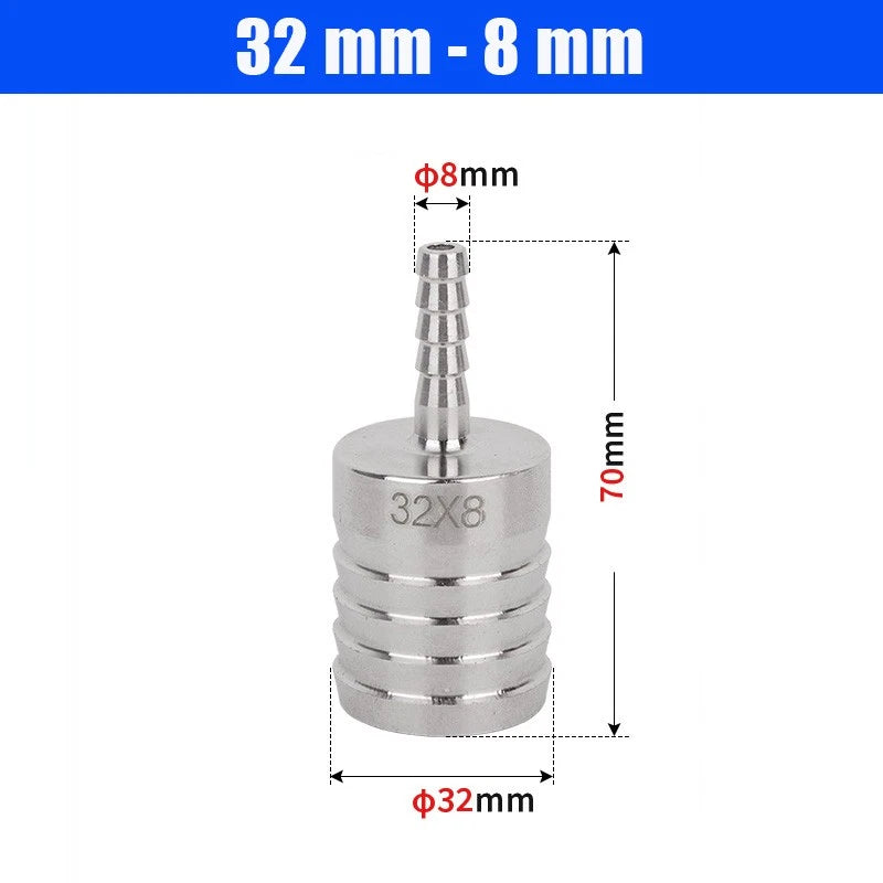 6mm~50mm Stainless Reducer Barbed Hose Joiner Connector Air Water Pipe Gas Tubi