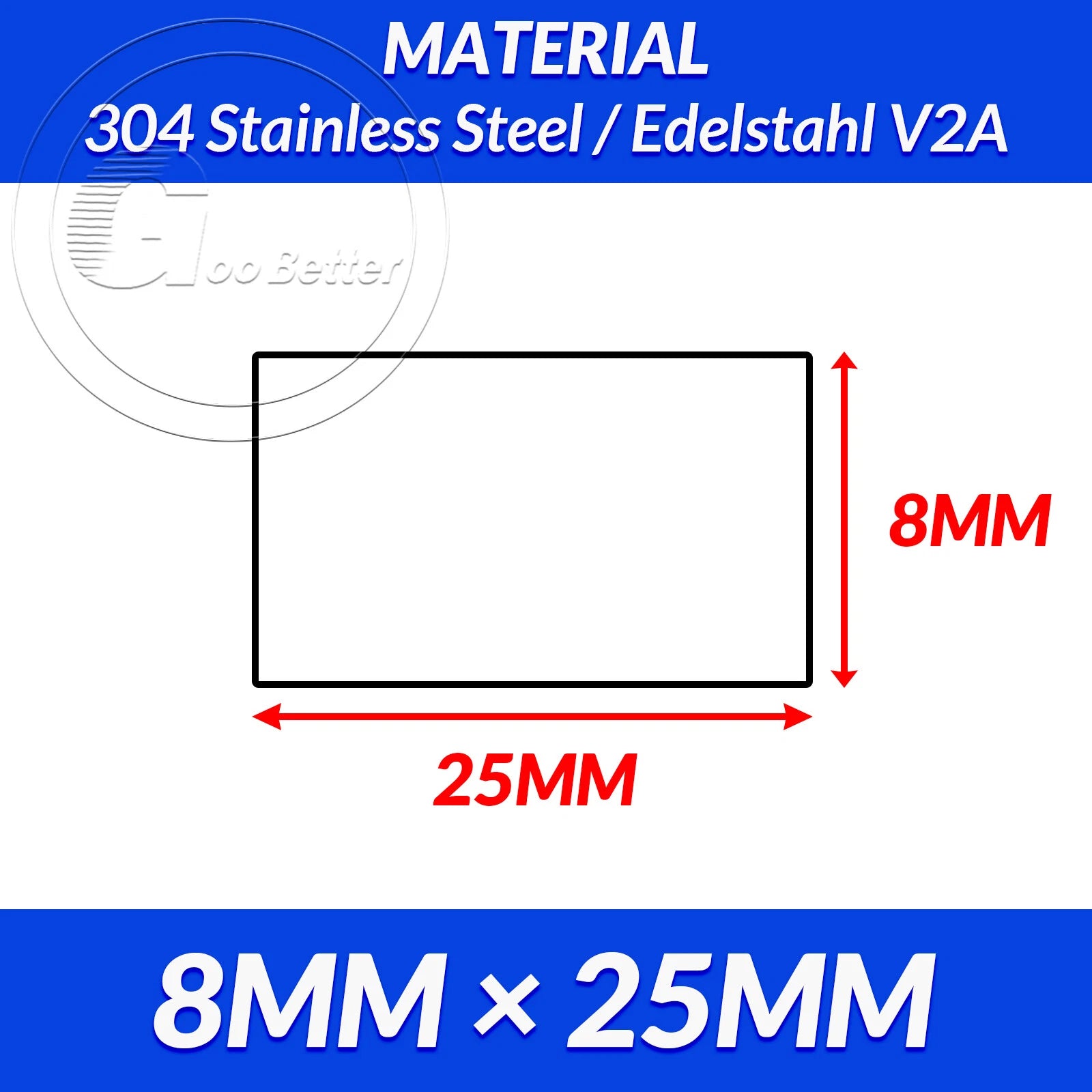 304 A2 Stainless Steel Flat Bar Metal Plate Strip Width 10MM-80MM Length 100MM