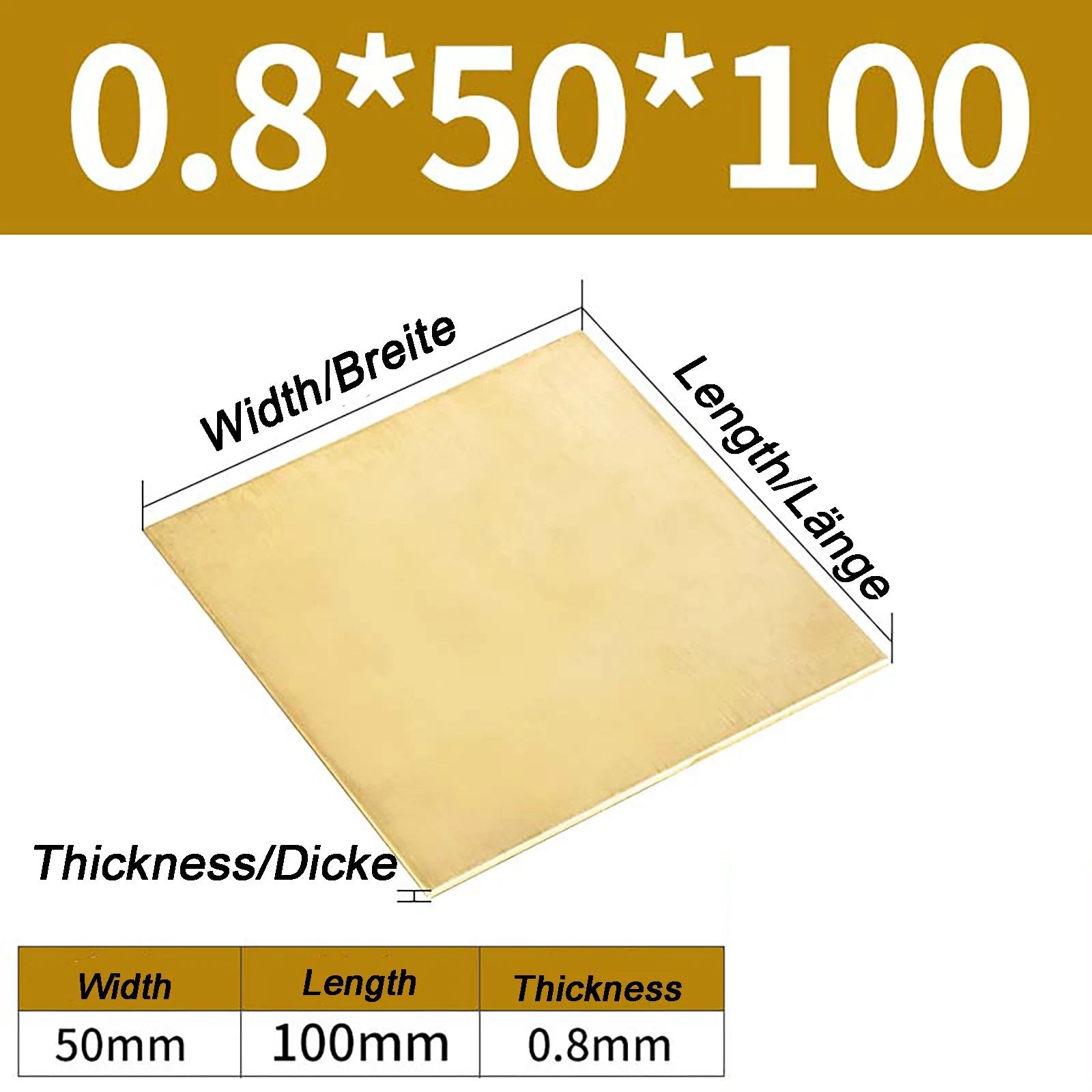 Natural Brass Sheet Metal guillotine cut - 0.3mm - 3.0mm - Multiple Sizes