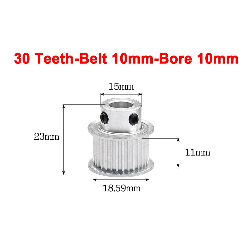 2GT Drive Pulley With Step 16 Tooth - 100 Tooth Bore 4mm - 25mm for 10mm Belt