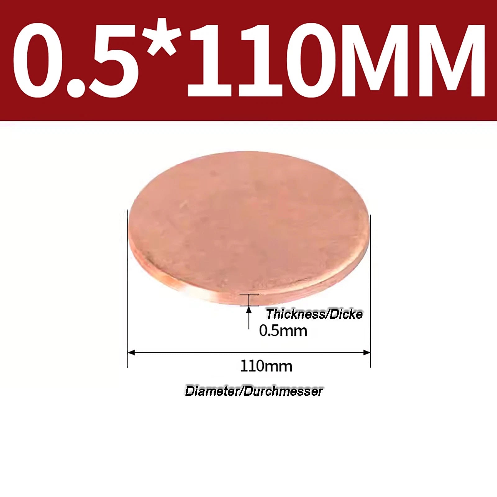 Solid Pure Copper Discs Blanks Round Plate Metal Sheet Thick 0.3~6mm Ø10mm~150mm
