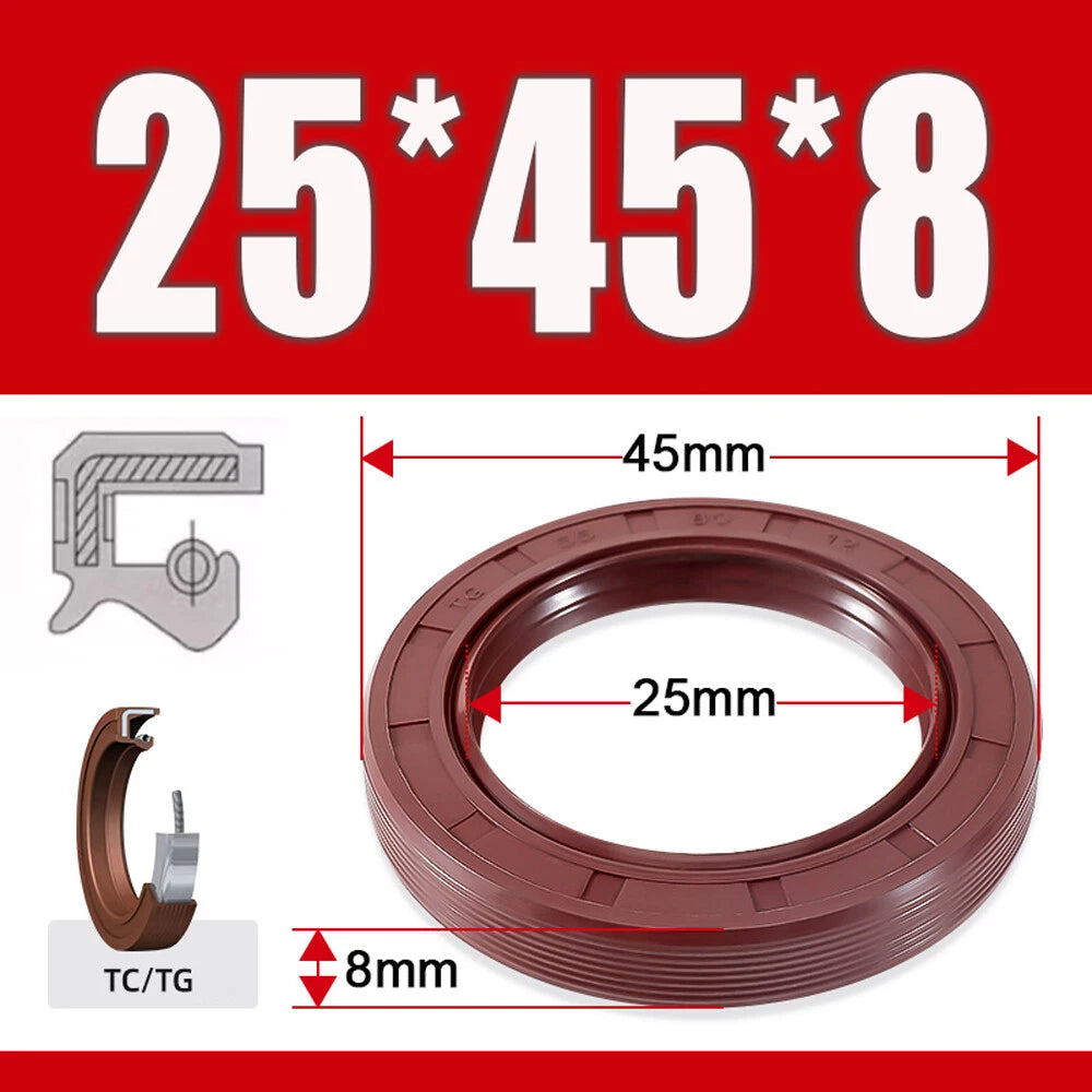 TC/TG Dual Lip FKM Oil Seal — Metric Rotary Shaft Sealing Ring, ID 25–50mm