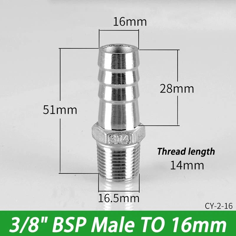 Stainless Steel Hosetails,Bsp Thread Hose Tail Barb Connector 1 8-1" Female Male