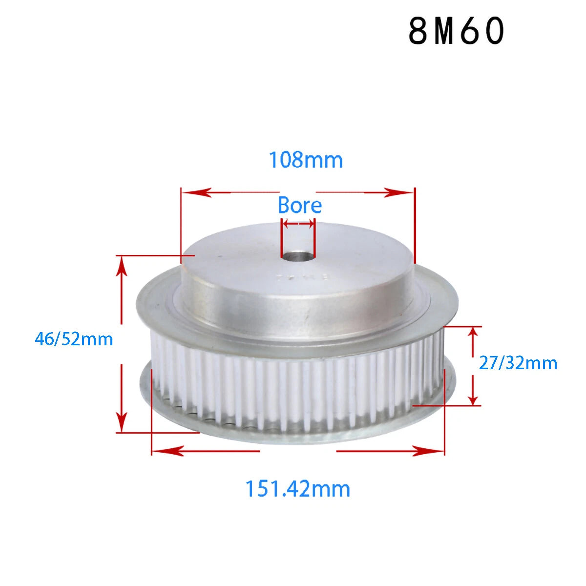 BF-type HTD8M 25mm-30mm Timing Belt Pulley 12 - 72 Tooth for CNC Step Motor
