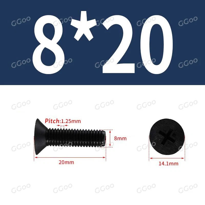 Nylon Countersunk Phillips Screws M2.5–M8, PA66 Non-Conductive Corrosion-Free