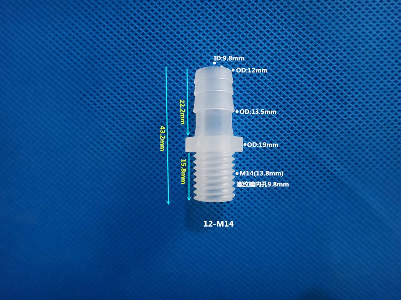 Aquarium Accessories Plastic Hose Barb Fitting Metric Thread Male Connector
