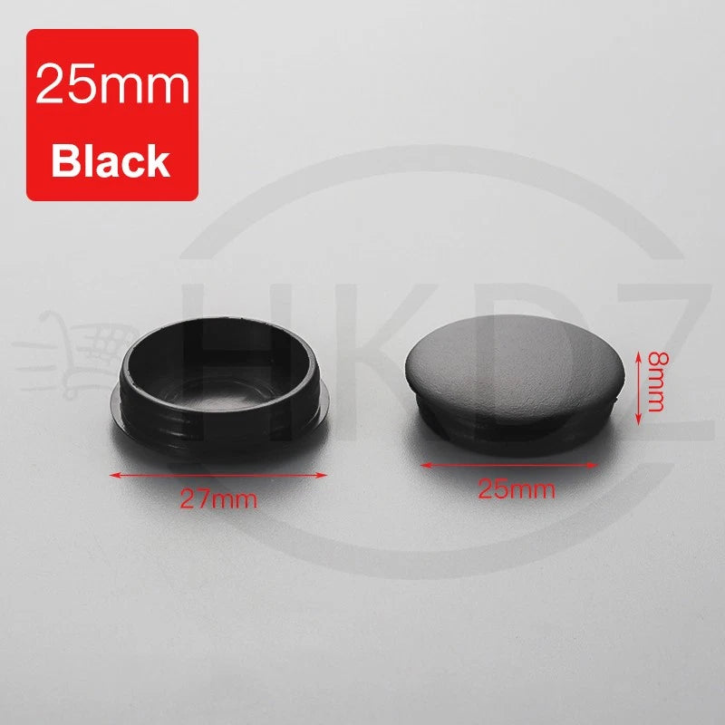 Plastic Screw Caps Covers 5–40mm – Push-in Furniture Hole Plugs, Black, White, Brown