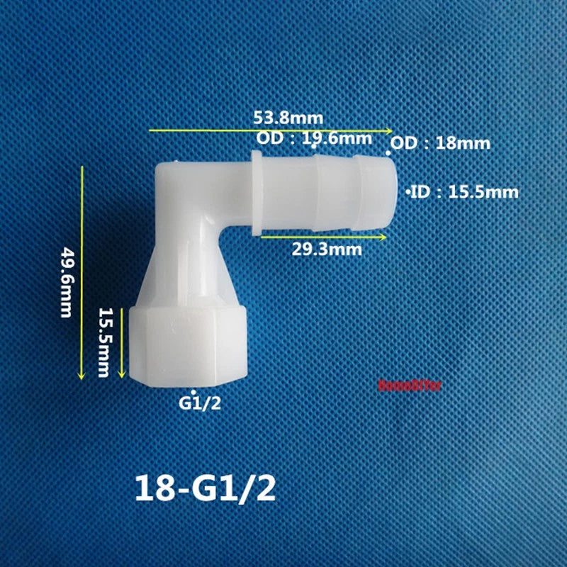 90° Elbow Plastic Female Thread Barbed Connectors Pipe Hose Water Reducer Joiner