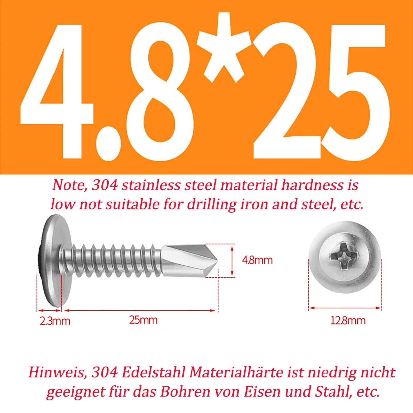 Self Drilling Wafer Head Screws – 304/410 Stainless & Galvanized Steel, M4.2 M4.8