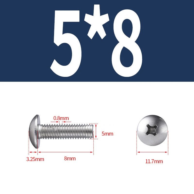 Phillips Button Head Machine Screws — Steel M2 M2.5 M3 M4 M5 M6 - HomeDIYer