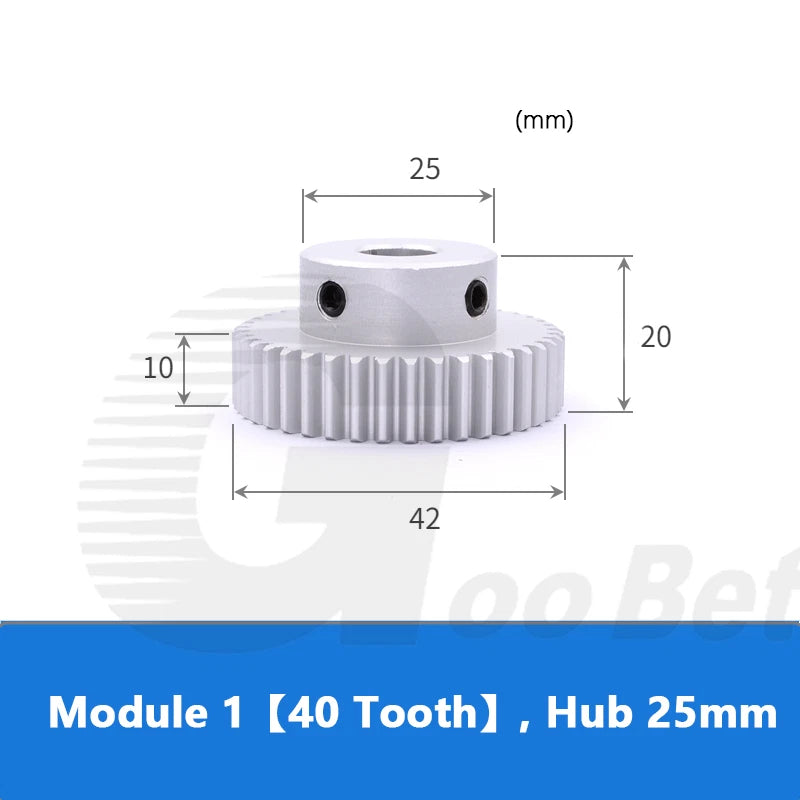 Module 0.5/1/1.5 Precision Spur Gear Aluminium 12-60 Tooth Motor Pinion with Hub