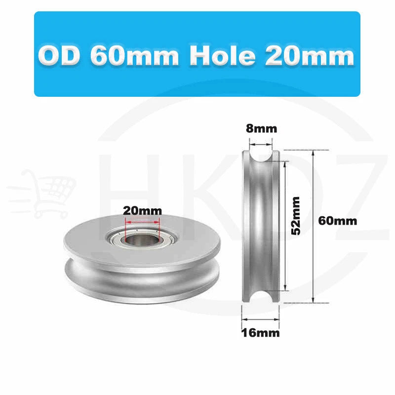 Aluminium Pulley Bearing CNC Guiding Wheel Flat Belt Idler OD 8-80mm Hole 5-16mm