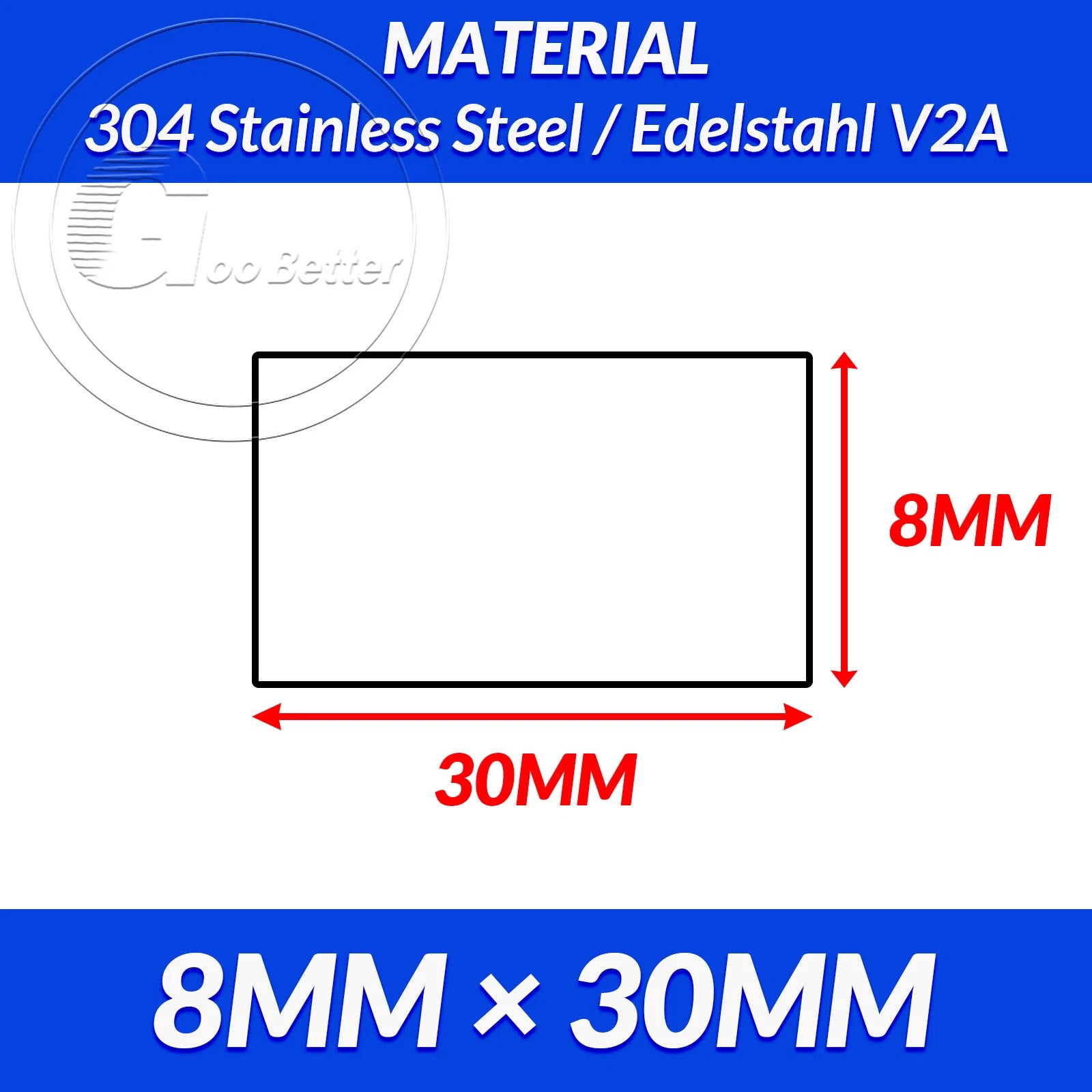 304 A2 Stainless Steel Flat Bar Metal Plate Strip Width 10MM-80MM Length 300MM