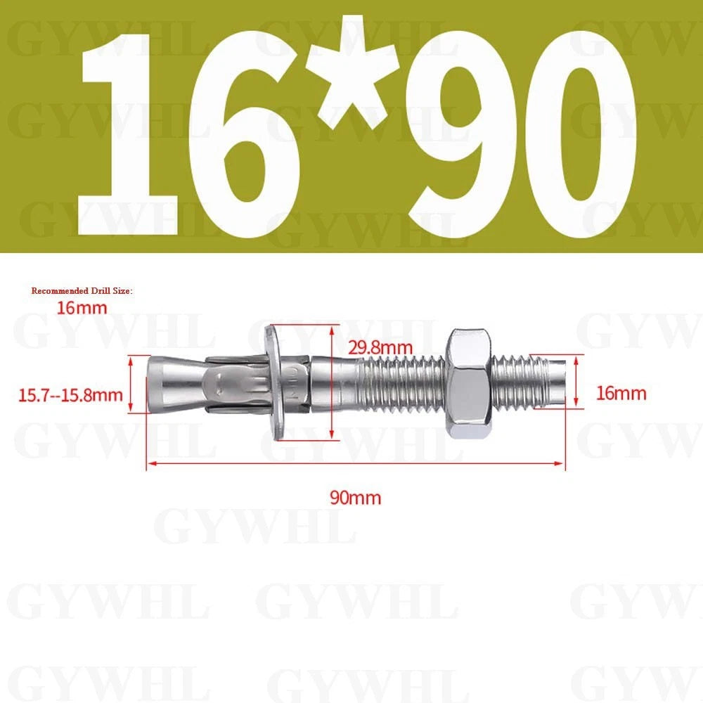 Hex Head Expansion Anchor Bolts — M6 to M20, Stainless Steel A2 & Zinc Plated, Extra Long
