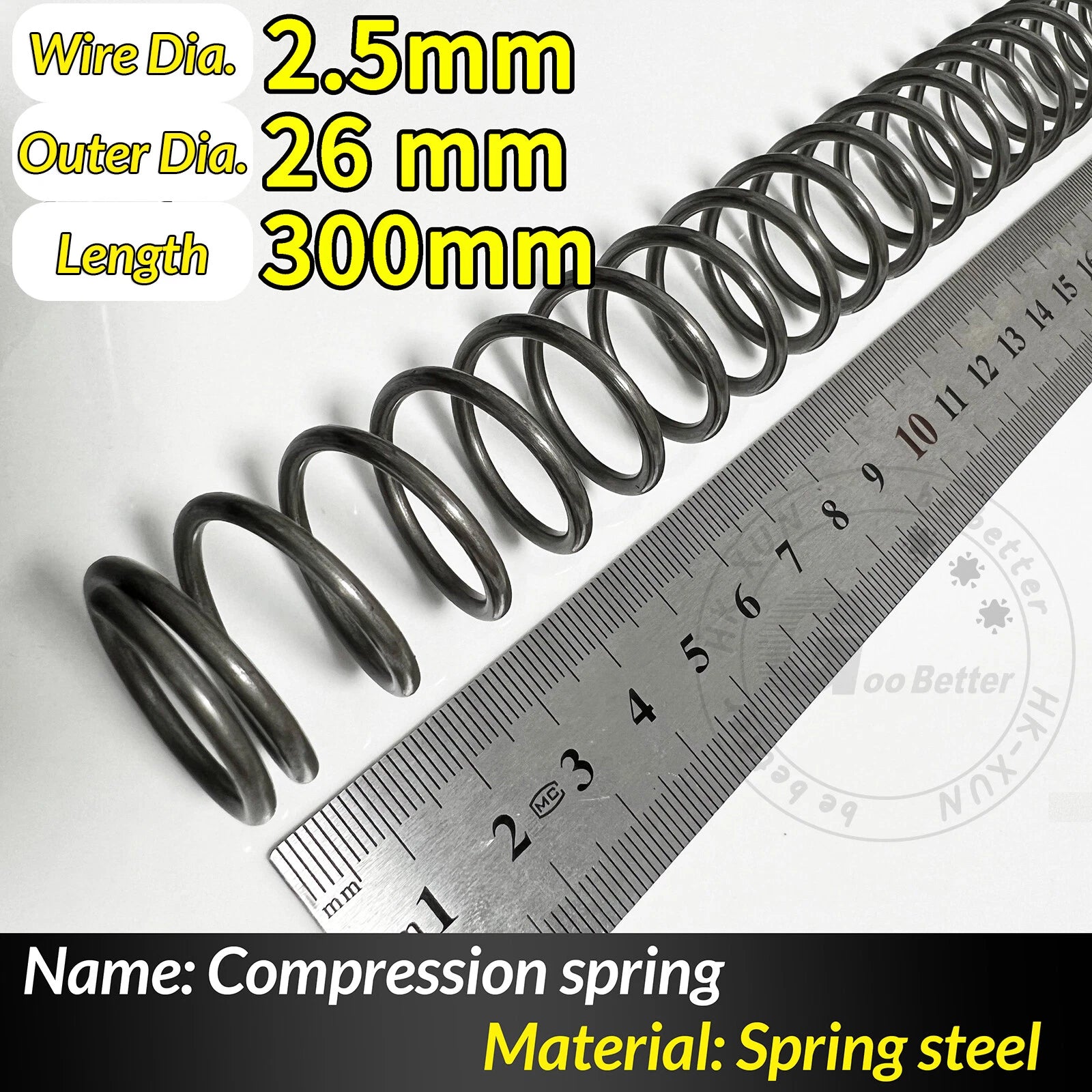 Compression Spring Pressure Springs, Wire Dia 2-3.5mm, OD 10-60mm, Length 300mm