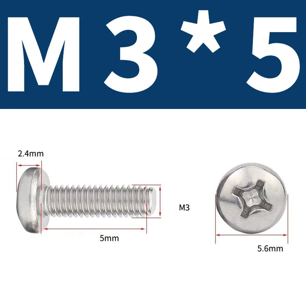 Phillips Pan Head Machine Screws — A4 Marine Grade Stainless Steel, DIN 7985 (M1.6–M10)