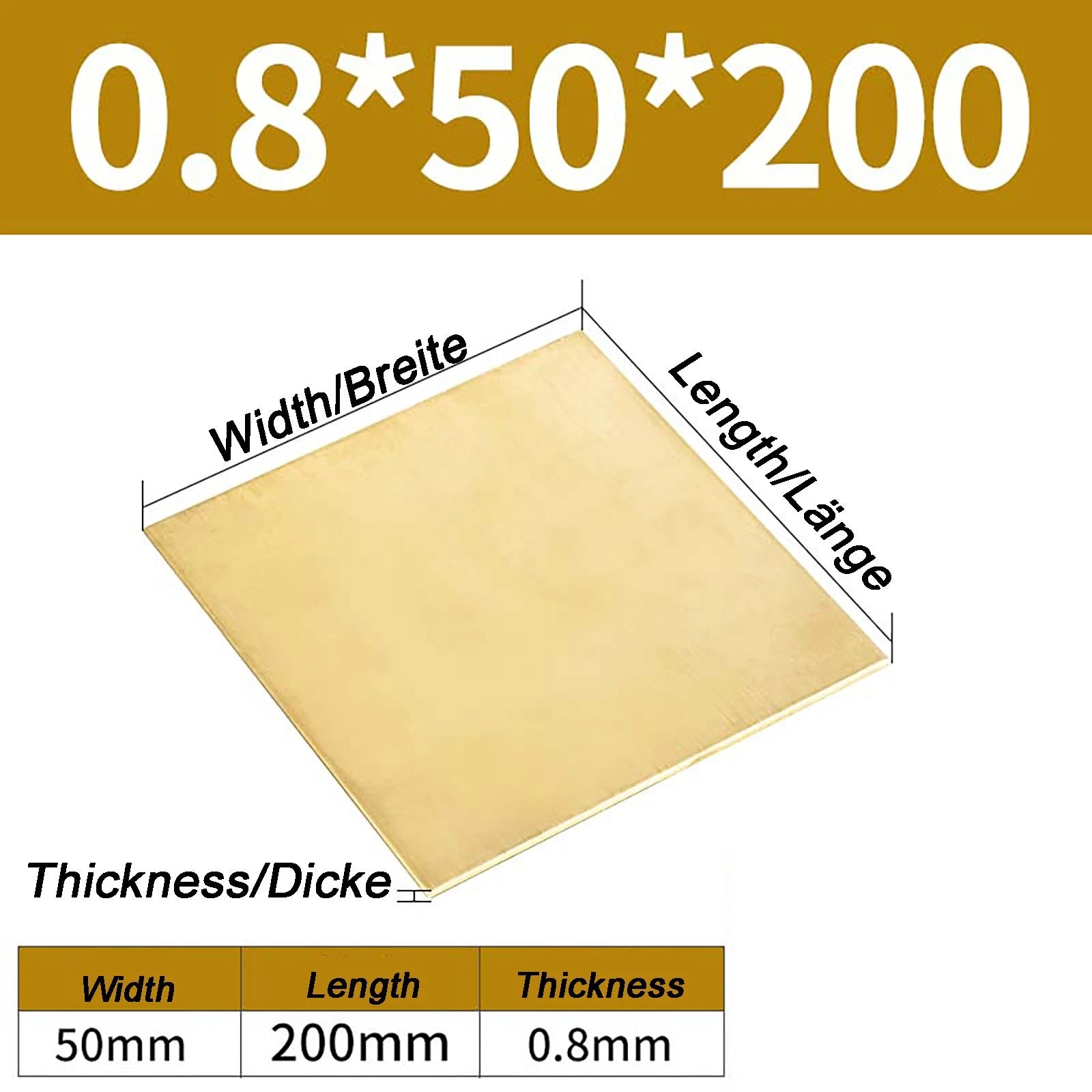Natural Brass Sheet Metal guillotine cut - 0.3mm - 3.0mm - Multiple Sizes