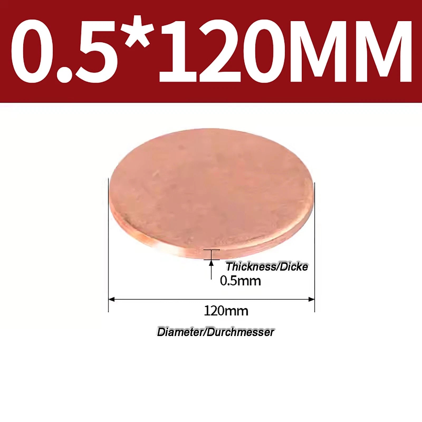 Solid Pure Copper Discs Blanks Round Plate Metal Sheet Thick 0.3~6mm Ø10mm~150mm