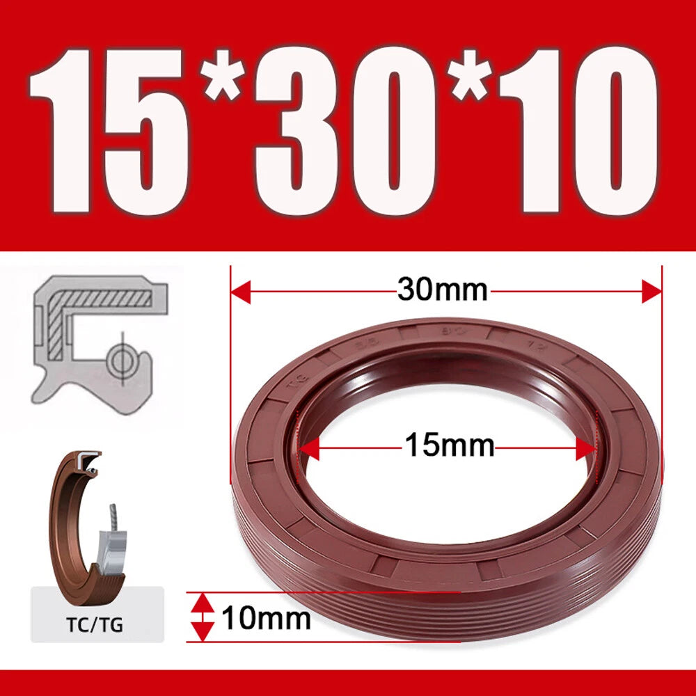 Metric TC Oil Seal FKM Dual Lip Rotary Shaft Seal 8mm–40mm Bore