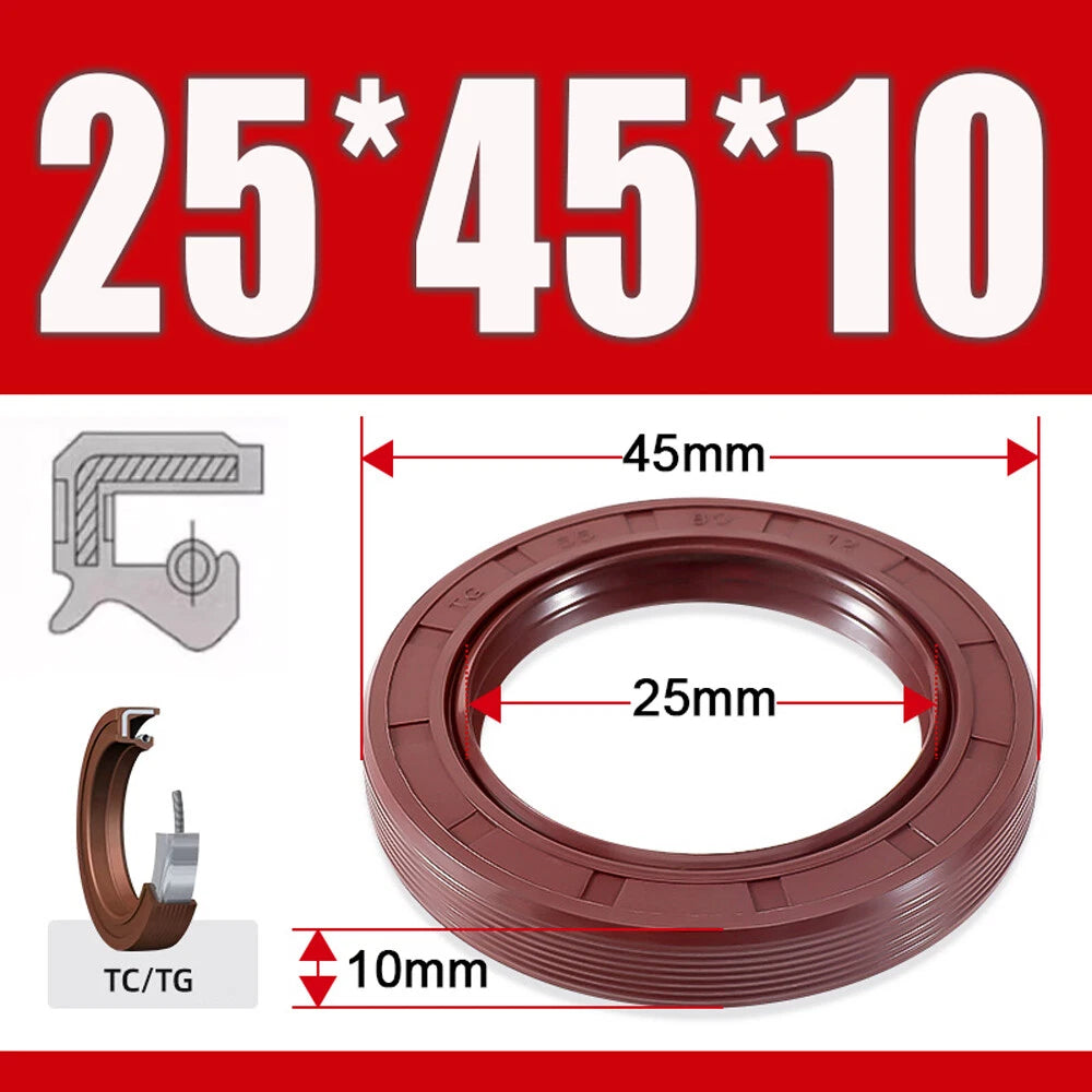 TC/TG Dual Lip FKM Oil Seal — Metric Rotary Shaft Sealing Ring, ID 25–50mm