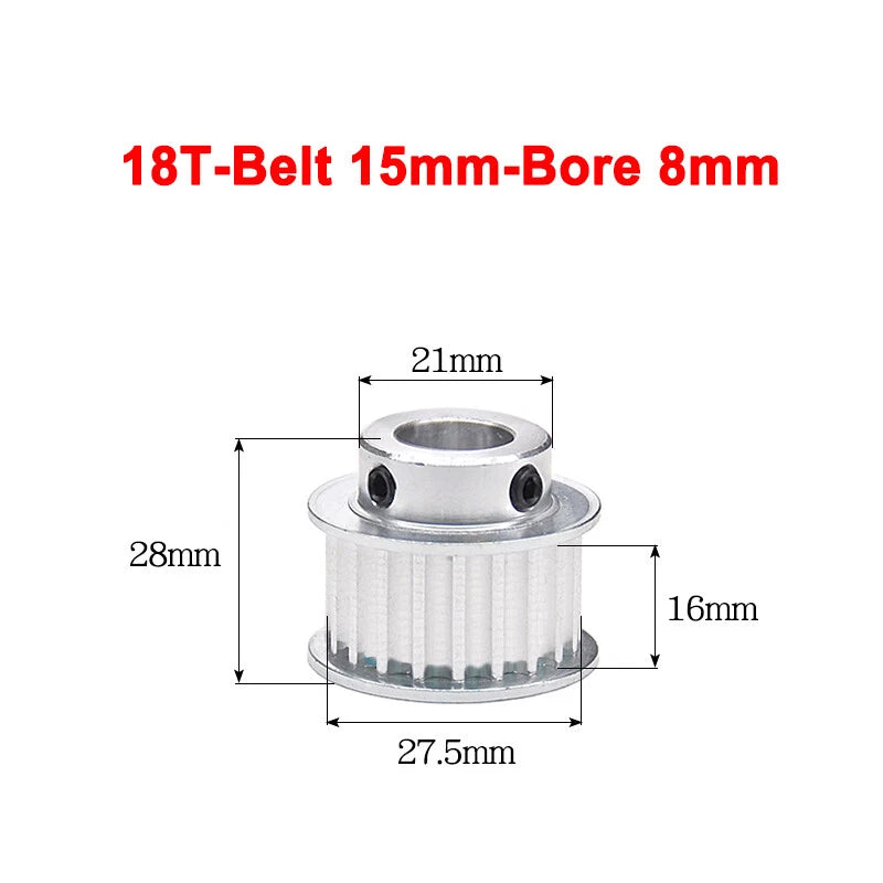 5M Timing Belt Pulley 10T 12T 14T 15T 16T 18T Bore 5mm-12mm for 15mm Width Belt