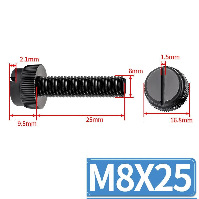 Black Nylon Thumb Screws — PA66 Knurled Slotted Head, M3 M4 M5 M6 M8