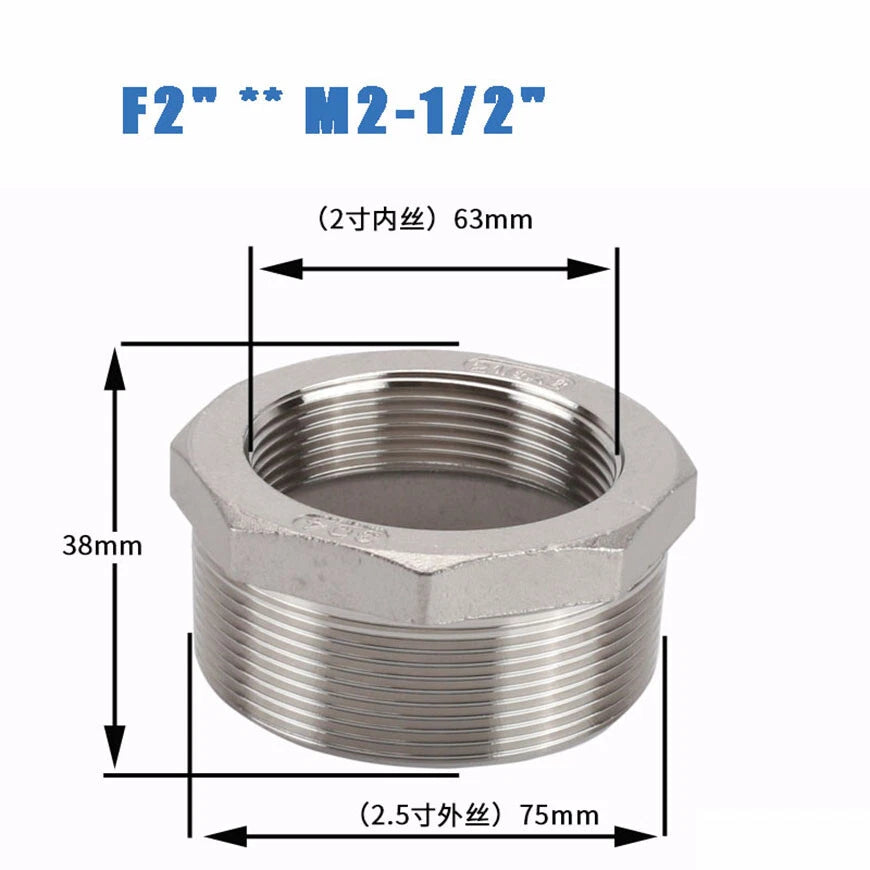 BSP Male to Female Reducing Bush Stainless Steel Pipe Fitting Adapter