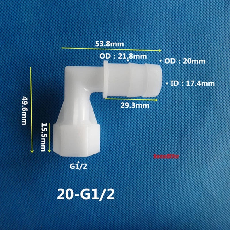 90° Elbow Plastic Female Thread Barbed Connectors Pipe Hose Water Reducer Joiner
