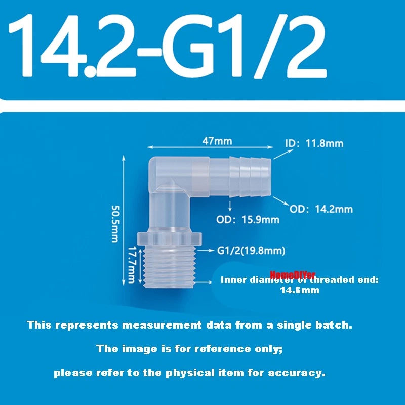 Male Thread Barbed 90° Elbow Hose Connector — Plastic Pipe Fitting with Washer
