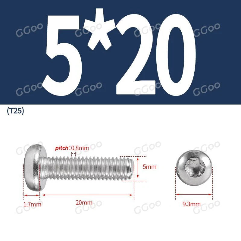 A2 Stainless Steel Torx Pan Head Machine Screws — M2 to M8, Six-Lobe Drive