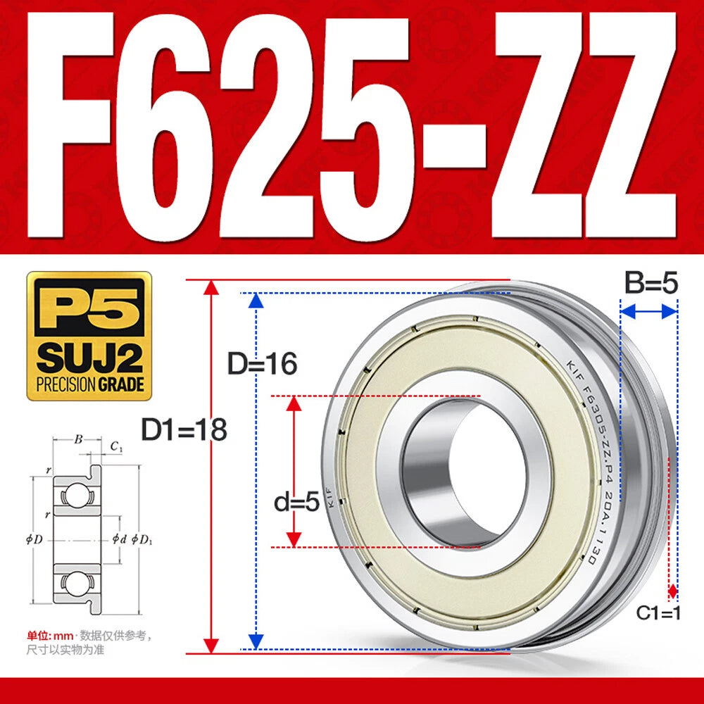 Mini Metal Shielded Flanged Ball Bearings - Model Complete Inner Diameter 2-50mm