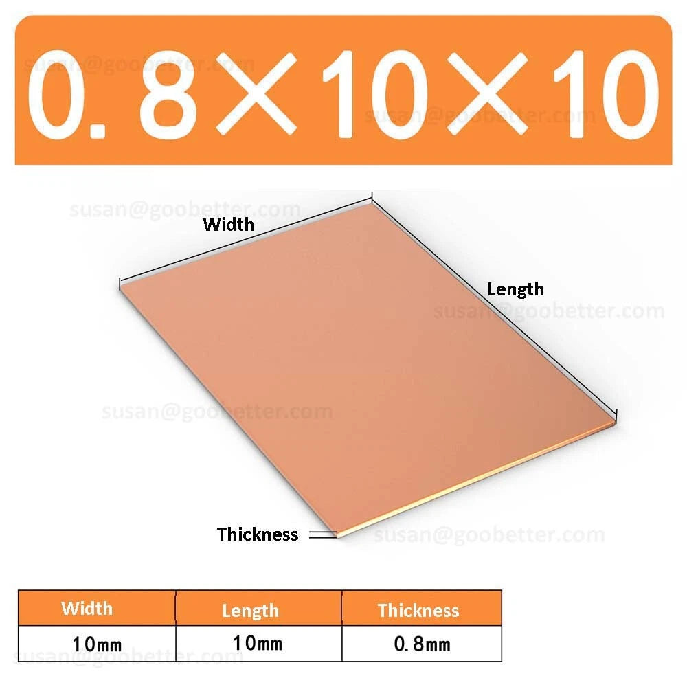 Natural Copper Sheet Metal guillotine cut - 0.3mm to 6.0mm - Multiple Sizes