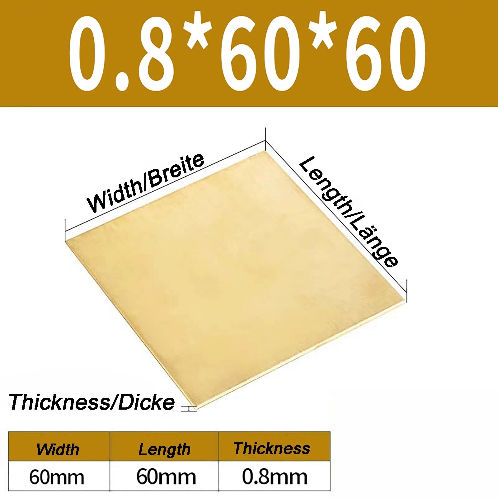 Natural Brass Sheet Metal guillotine cut - 0.3mm - 3.0mm - Multiple Sizes