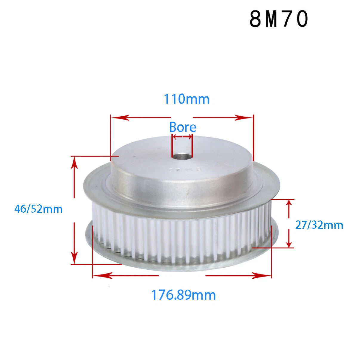BF-type HTD8M 25mm-30mm Timing Belt Pulley 12 - 72 Tooth for CNC Step Motor