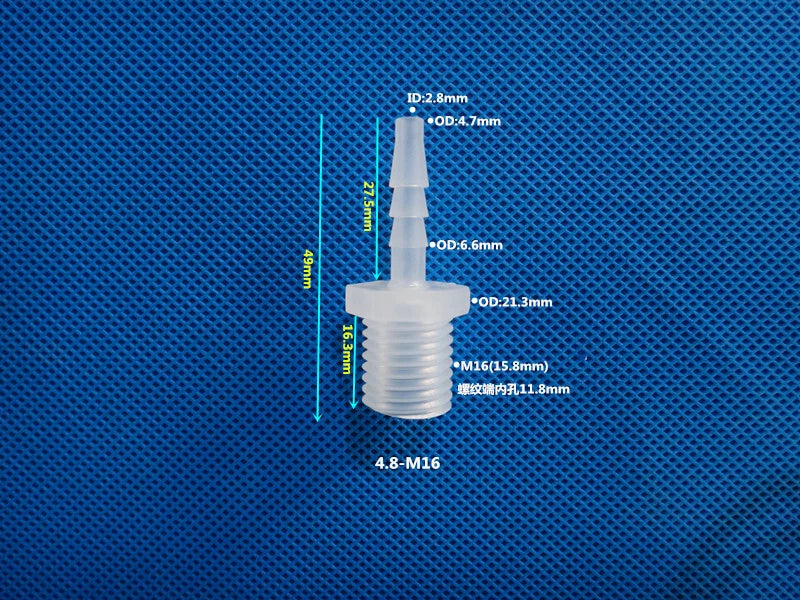 Aquarium Accessories Plastic Hose Barb Fitting Metric Thread Male Connector