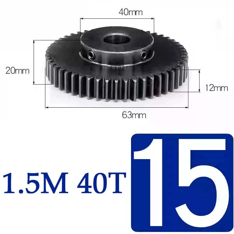 Spur Gears 1.5 Mod Transmission Gear With Step 45#Steel Pinion Motor Gear 15~50T