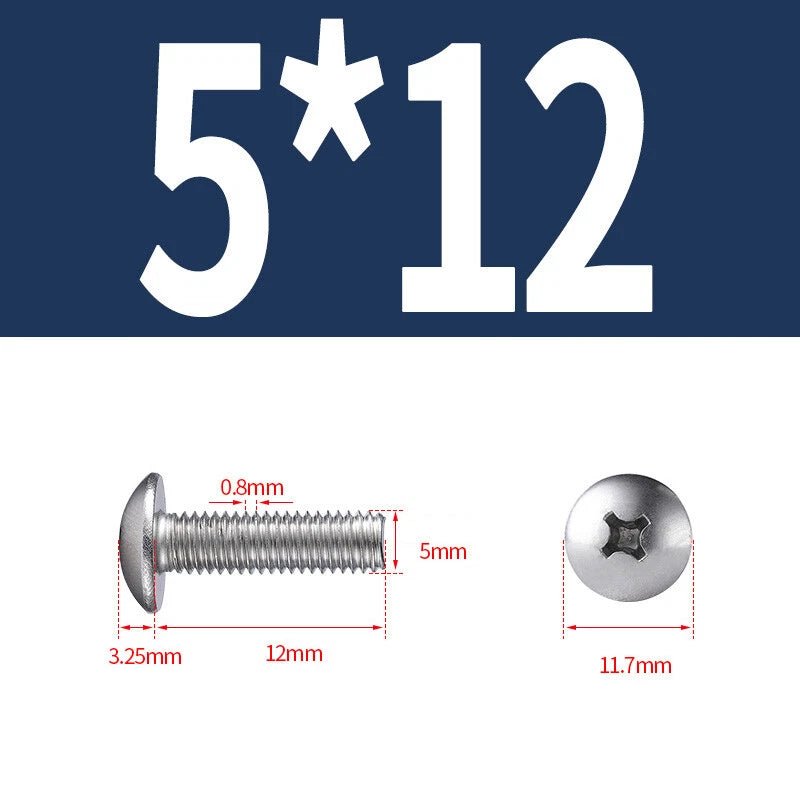 Phillips Button Head Machine Screws — Steel M2 M2.5 M3 M4 M5 M6 - HomeDIYer