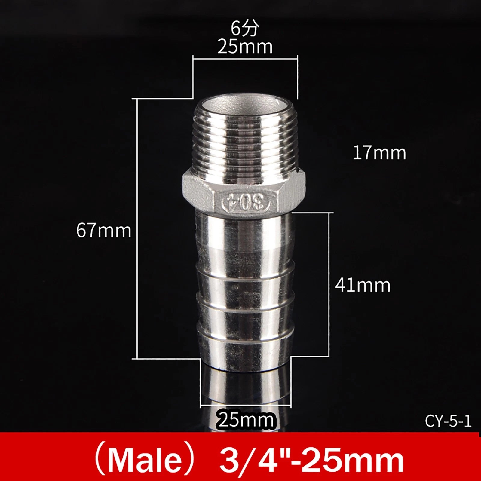 BSP Male Taper Thread x Hose Tail Adapter Fittings — Stainless Steel 304