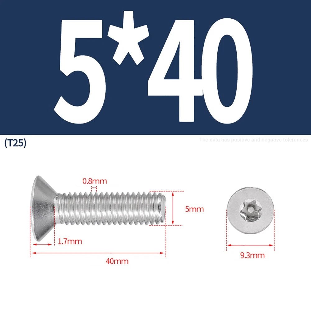M3–M8 Pin Torx Countersunk Flat Head Machine Screws | A2 Stainless Steel - HomeDIYer