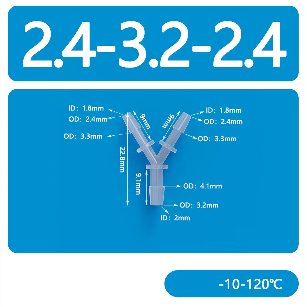 Y-Type 3-Way Barbed Hose Connector — Plastic Tee Fitting for Tube & Pipe