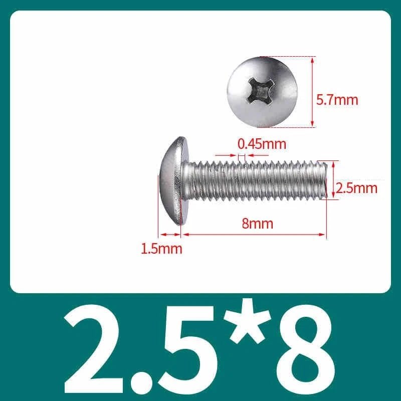 M2–M8 Stainless Steel Phillips Truss Head Machine Screws | 201 / 304 / 316 - HomeDIYer