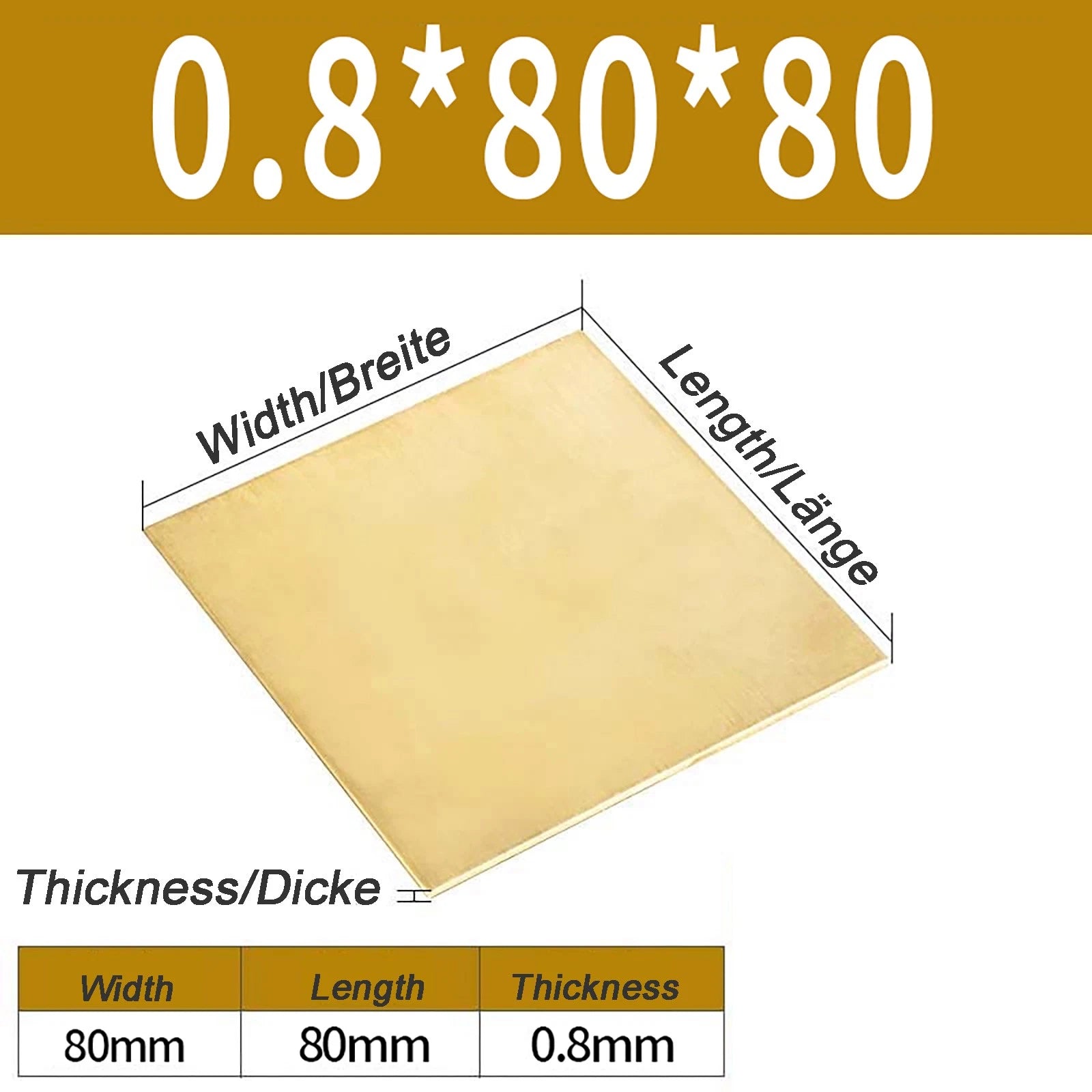 Natural Brass Sheet Metal guillotine cut - 0.3mm - 3.0mm - Multiple Sizes